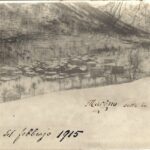 Fotografia febbraio 1915 Margno sotto la neve dalla strada di Crandola